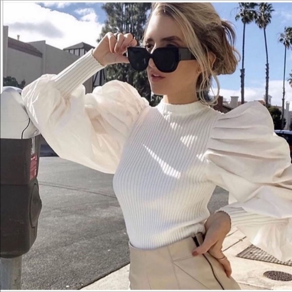 Zara Puff/Ballon Sleeve Top - Picture 2 of 6
